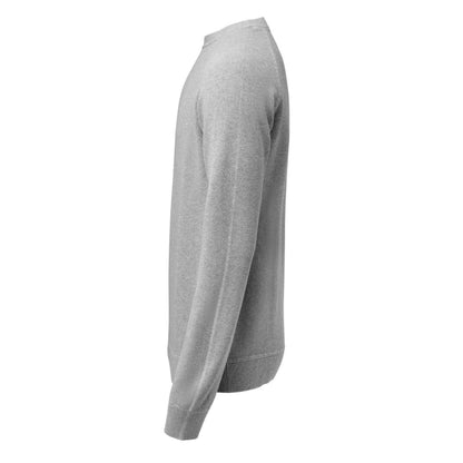 Grey Melange - Side - James Harvest Mens Ashland Knitted Raglan Sweatshirt