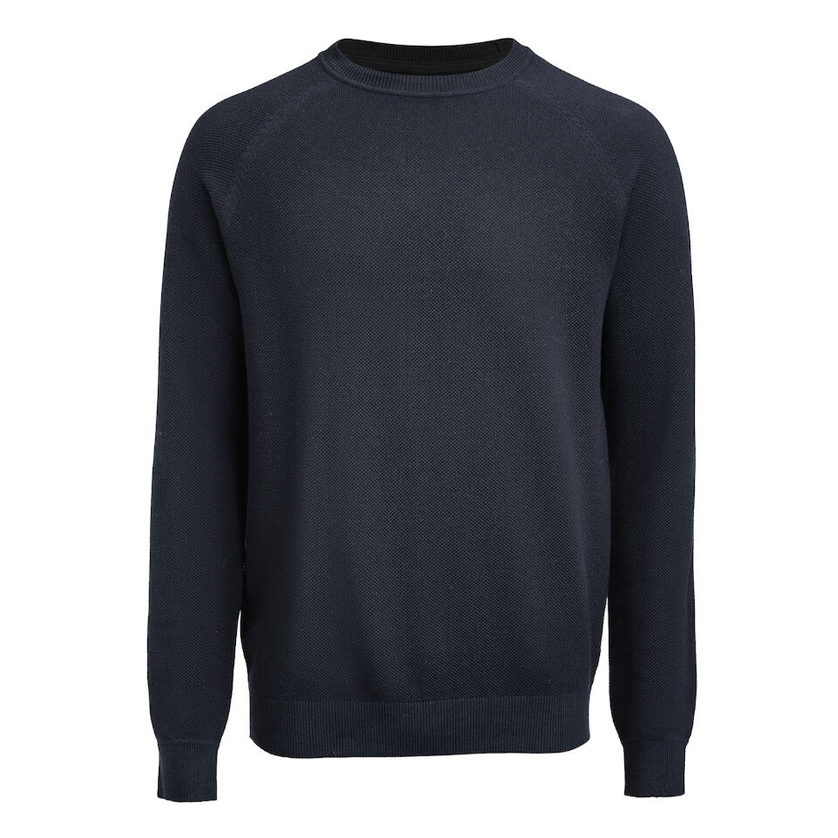 Navy - Front - James Harvest Mens Ashland Knitted Raglan Sweatshirt