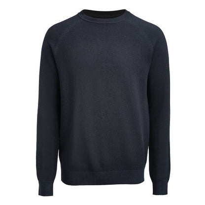 Navy - Front - James Harvest Mens Ashland Knitted Raglan Sweatshirt