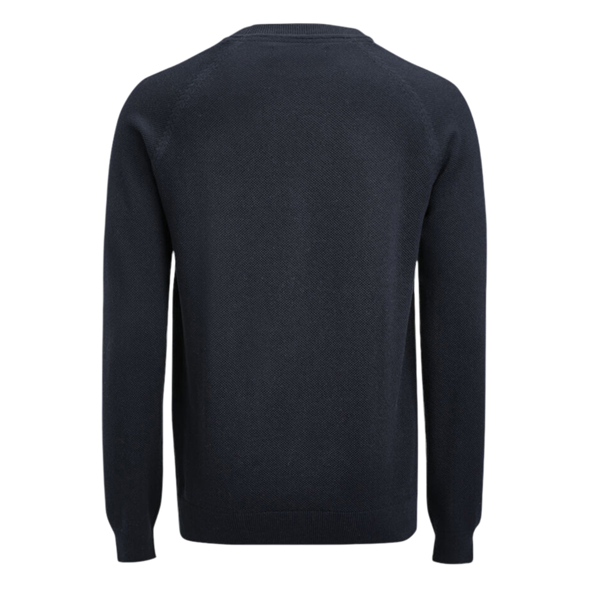 Navy - Back - James Harvest Mens Ashland Knitted Raglan Sweatshirt