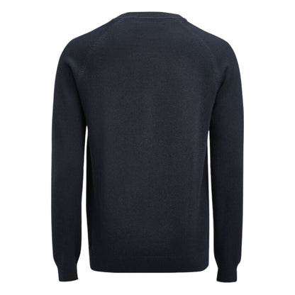 Navy - Back - James Harvest Mens Ashland Knitted Raglan Sweatshirt