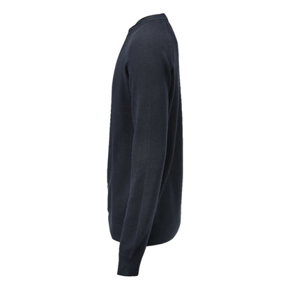 Navy - Side - James Harvest Mens Ashland Knitted Raglan Sweatshirt