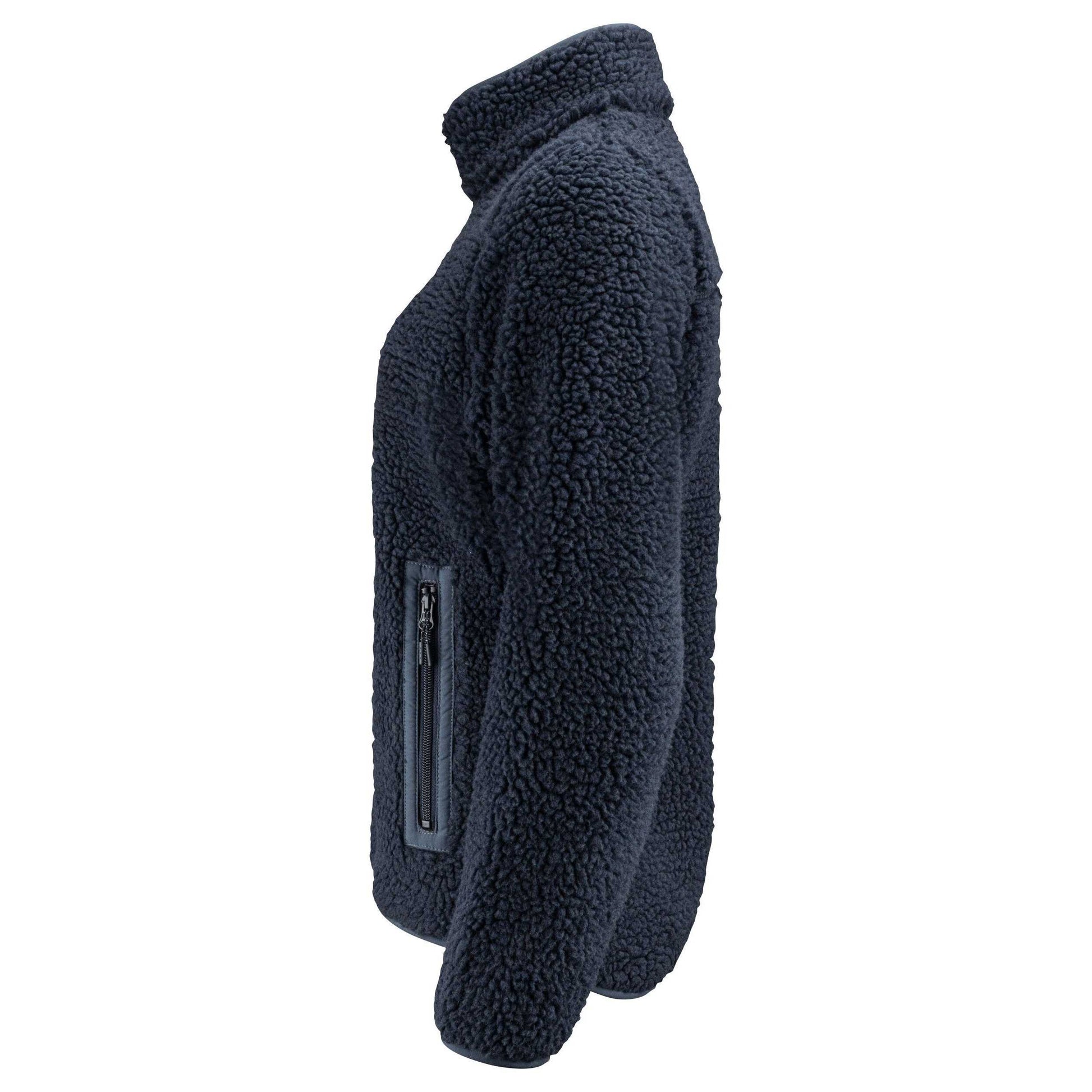 Navy - Side - James Harvest Womens-Ladies Kingsley Sherpa Fleece Jacket