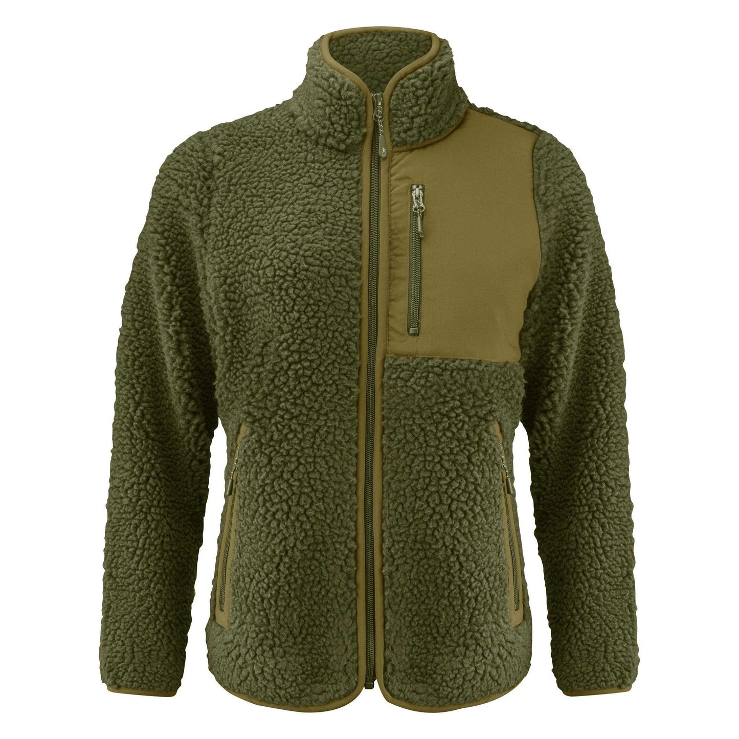 Moss Green - Front - James Harvest Womens-Ladies Kingsley Sherpa Fleece Jacket