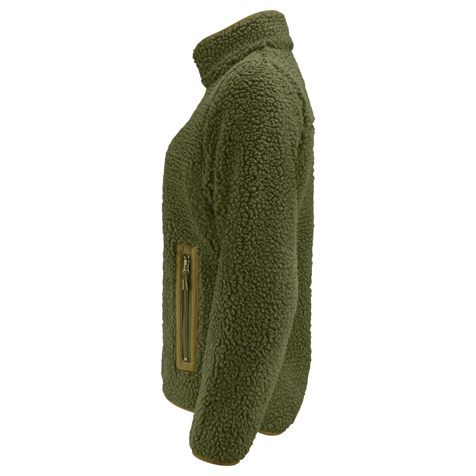 Moss Green - Side - James Harvest Womens-Ladies Kingsley Sherpa Fleece Jacket