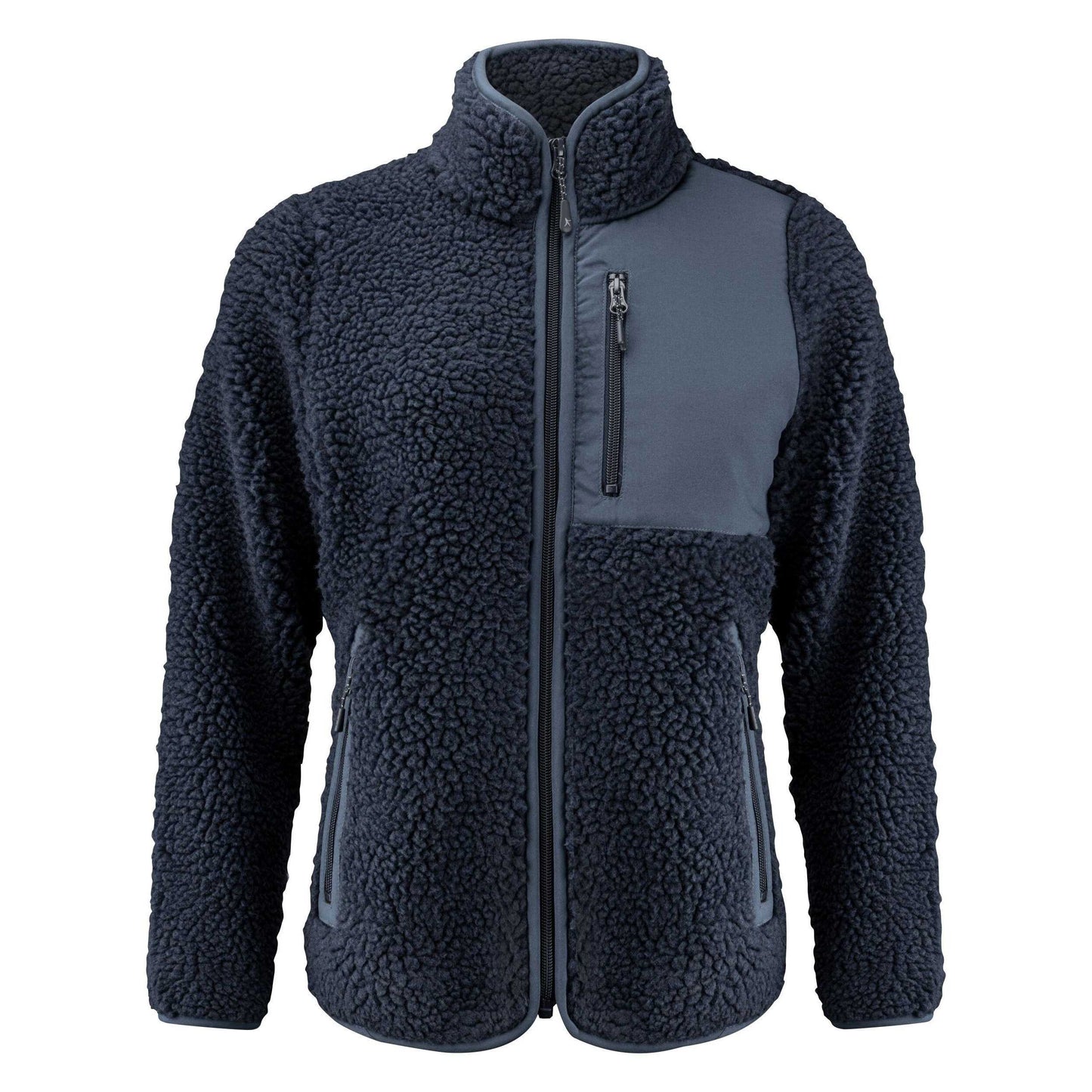 Navy - Front - James Harvest Womens-Ladies Kingsley Sherpa Fleece Jacket