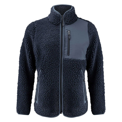 Navy - Front - James Harvest Womens-Ladies Kingsley Sherpa Fleece Jacket