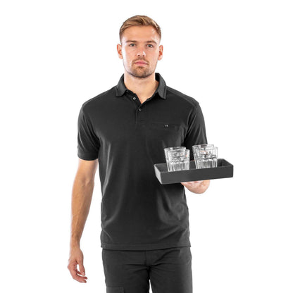 Black - Back - WORK-GUARD by Result Mens Apex Polo Shirt