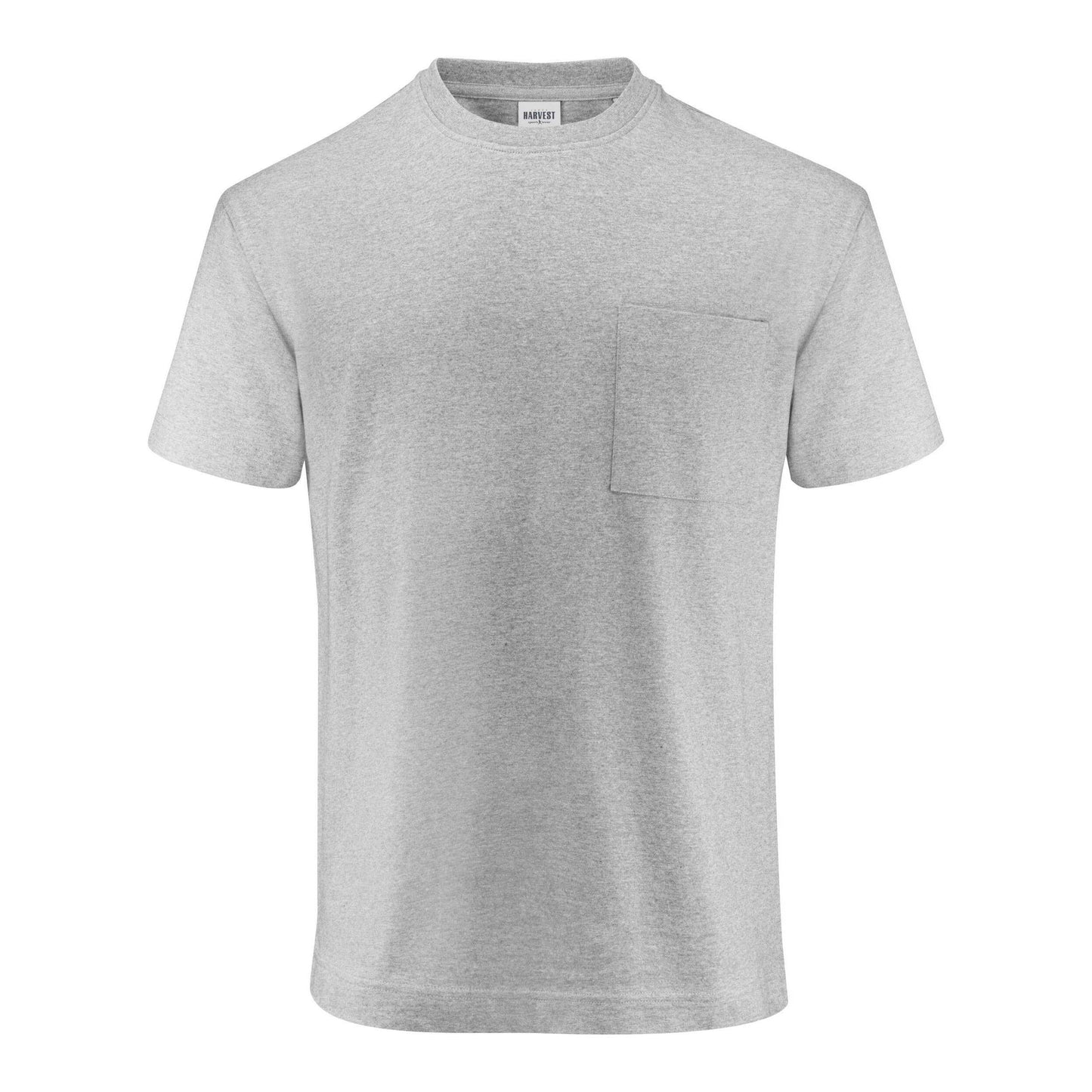 Grey Melange - Front - James Harvest Unisex Adult Devons Pocket T-Shirt