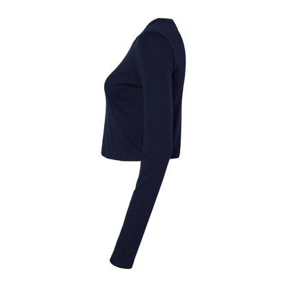 Solid Navy - Side - Bella + Canvas Womens-Ladies Micro-Rib Long-Sleeved T-Shirt