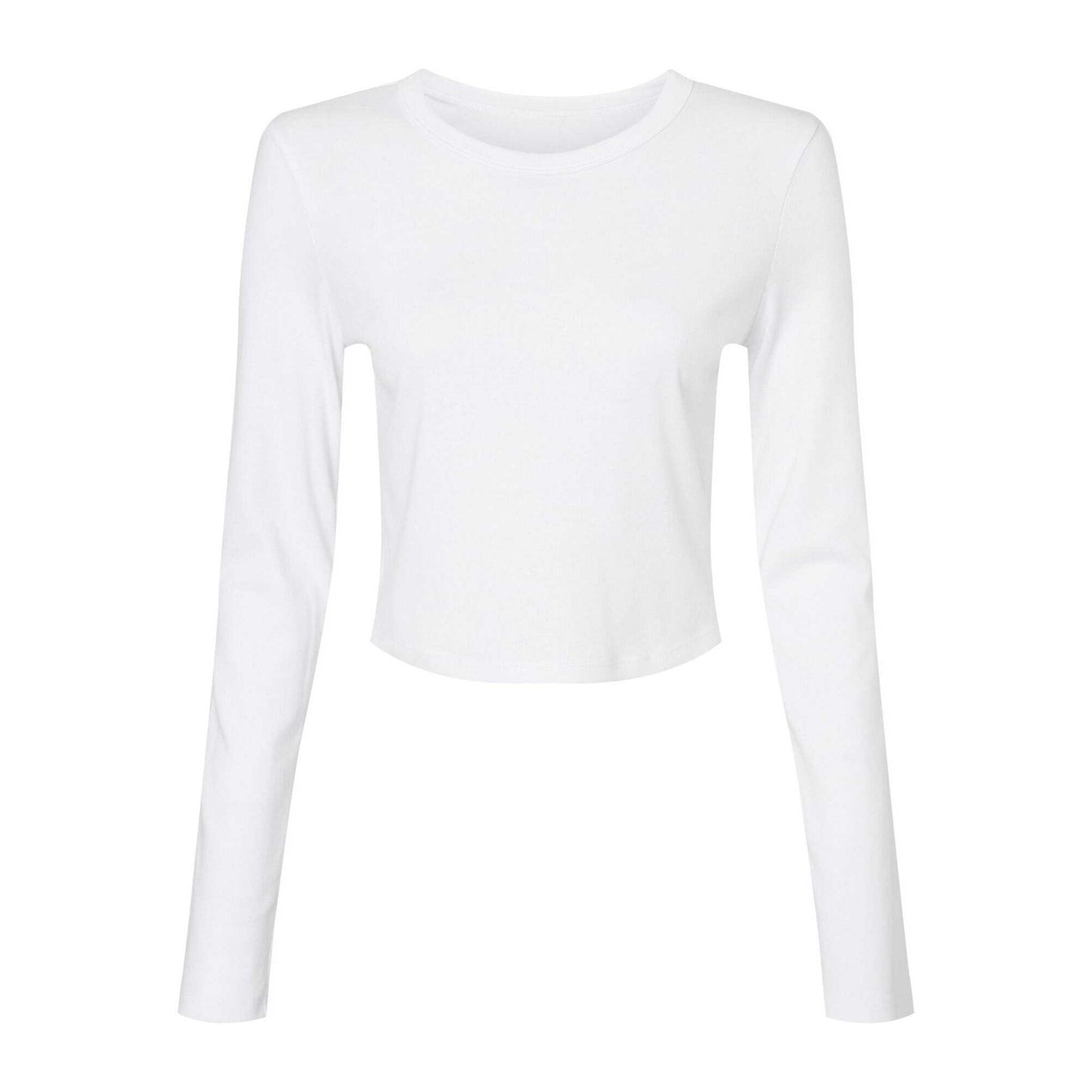 Solid White - Front - Bella + Canvas Womens-Ladies Micro-Rib Long-Sleeved T-Shirt