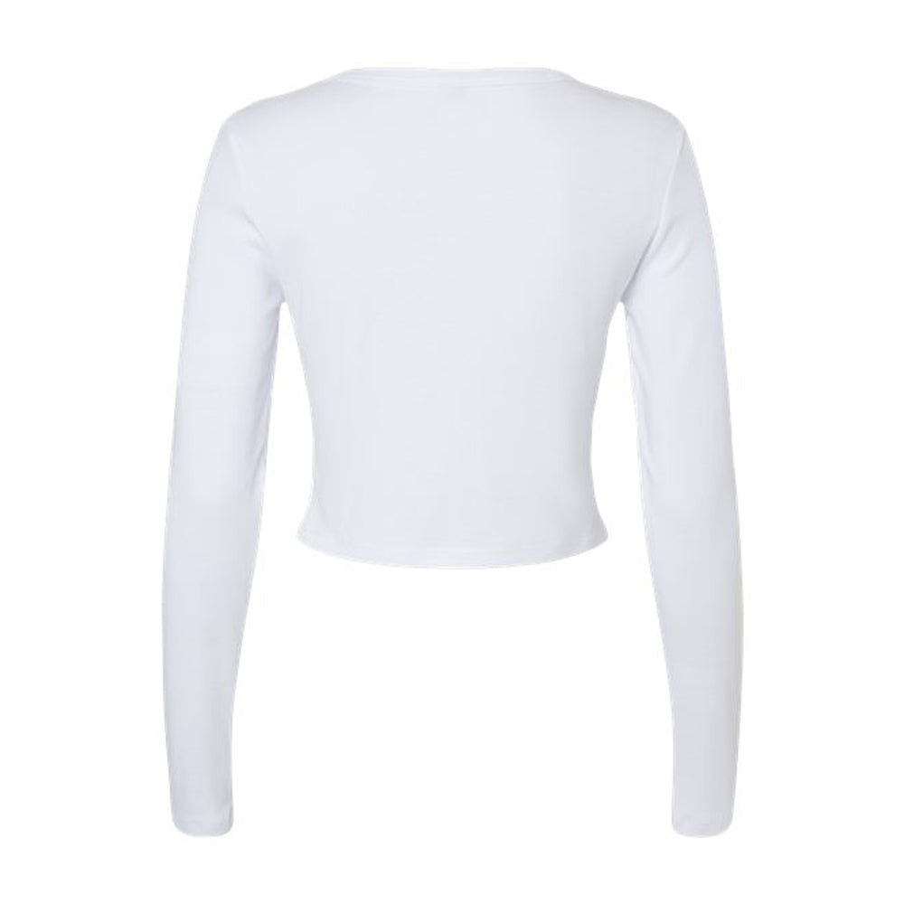 Solid White - Back - Bella + Canvas Womens-Ladies Micro-Rib Long-Sleeved T-Shirt