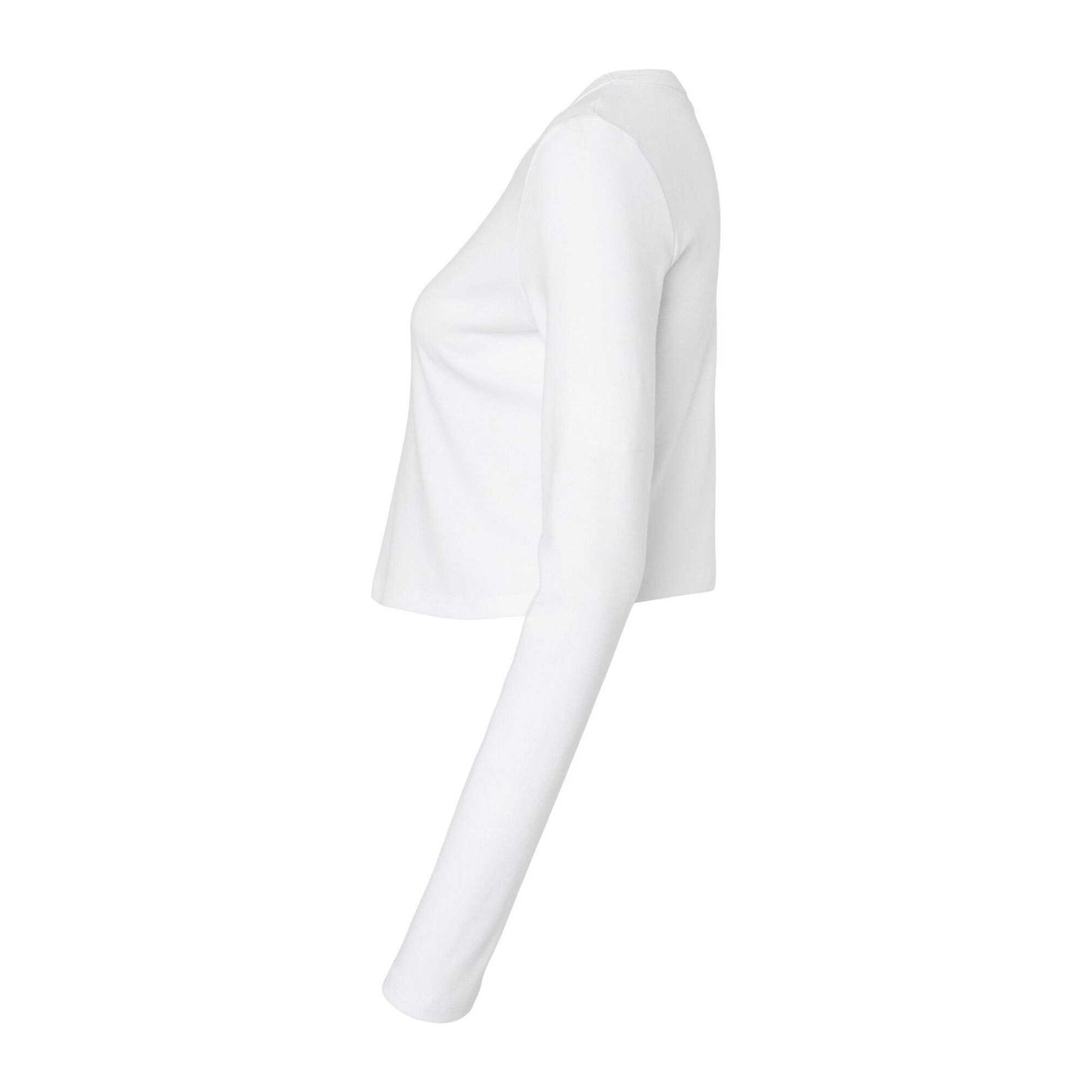 Solid White - Side - Bella + Canvas Womens-Ladies Micro-Rib Long-Sleeved T-Shirt
