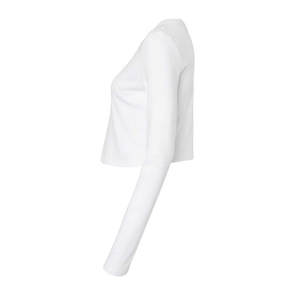 Solid White - Side - Bella + Canvas Womens-Ladies Micro-Rib Long-Sleeved T-Shirt