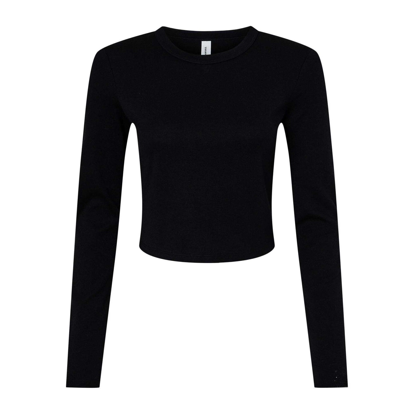 Solid Black - Front - Bella + Canvas Womens-Ladies Micro-Rib Long-Sleeved T-Shirt