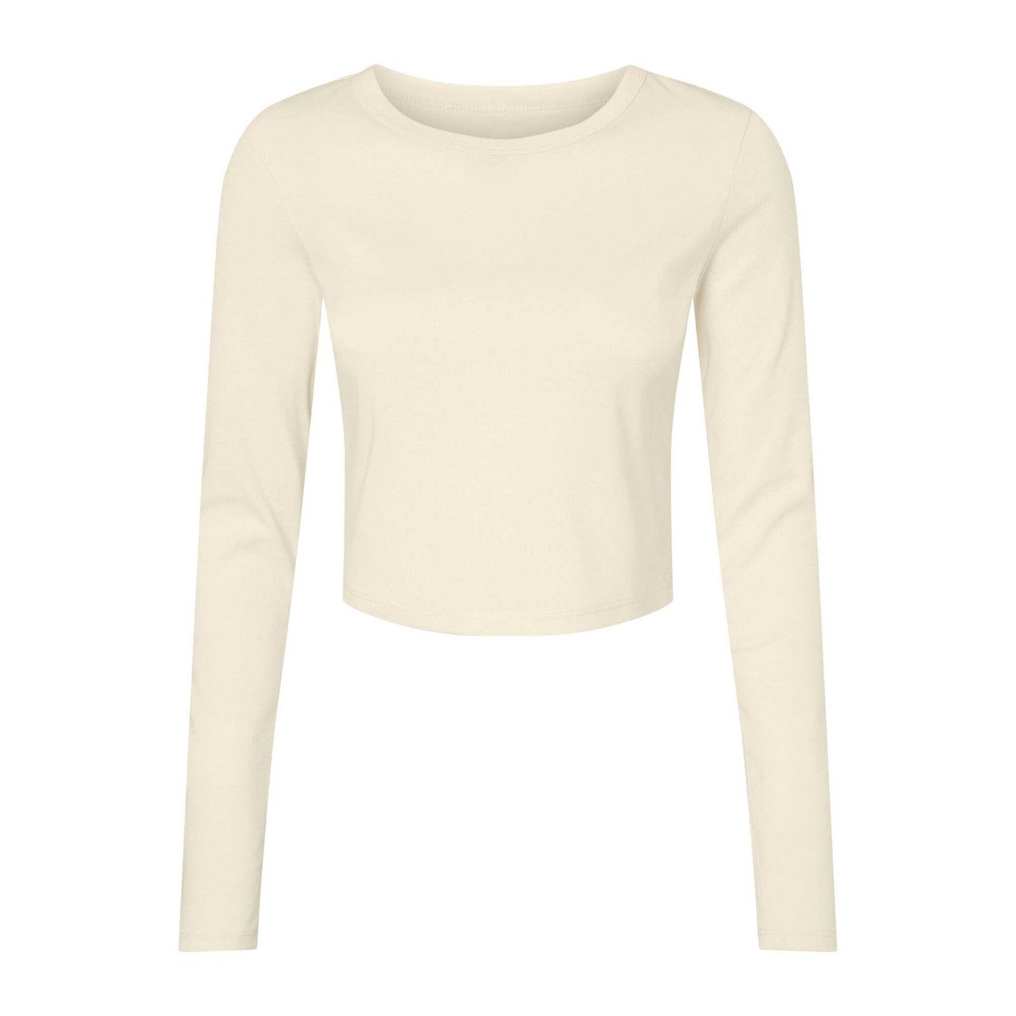 Solid Natural - Front - Bella + Canvas Womens-Ladies Micro-Rib Long-Sleeved T-Shirt