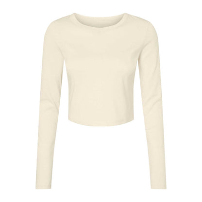 Solid Natural - Front - Bella + Canvas Womens-Ladies Micro-Rib Long-Sleeved T-Shirt