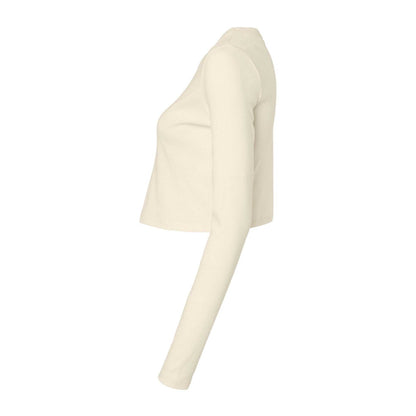 Solid Natural - Back - Bella + Canvas Womens-Ladies Micro-Rib Long-Sleeved T-Shirt