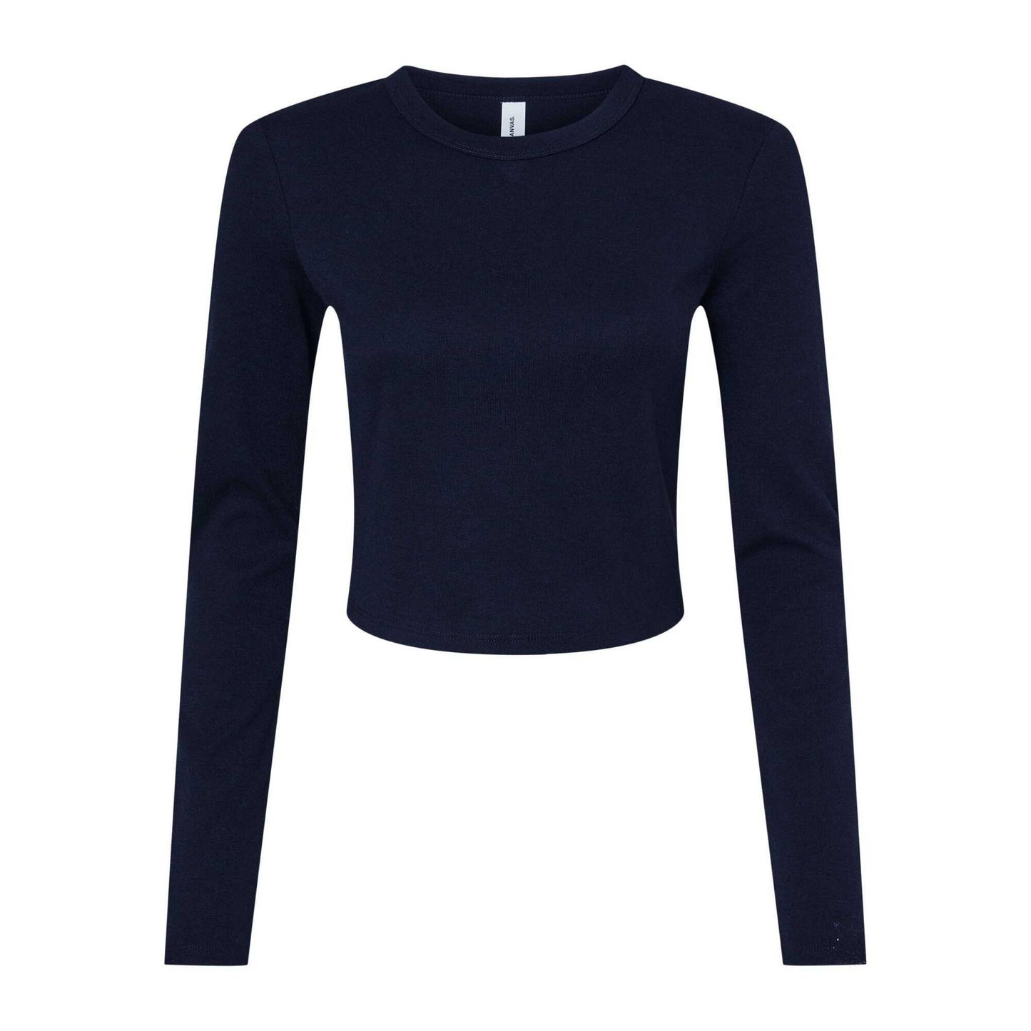 Solid Navy - Front - Bella + Canvas Womens-Ladies Micro-Rib Long-Sleeved T-Shirt