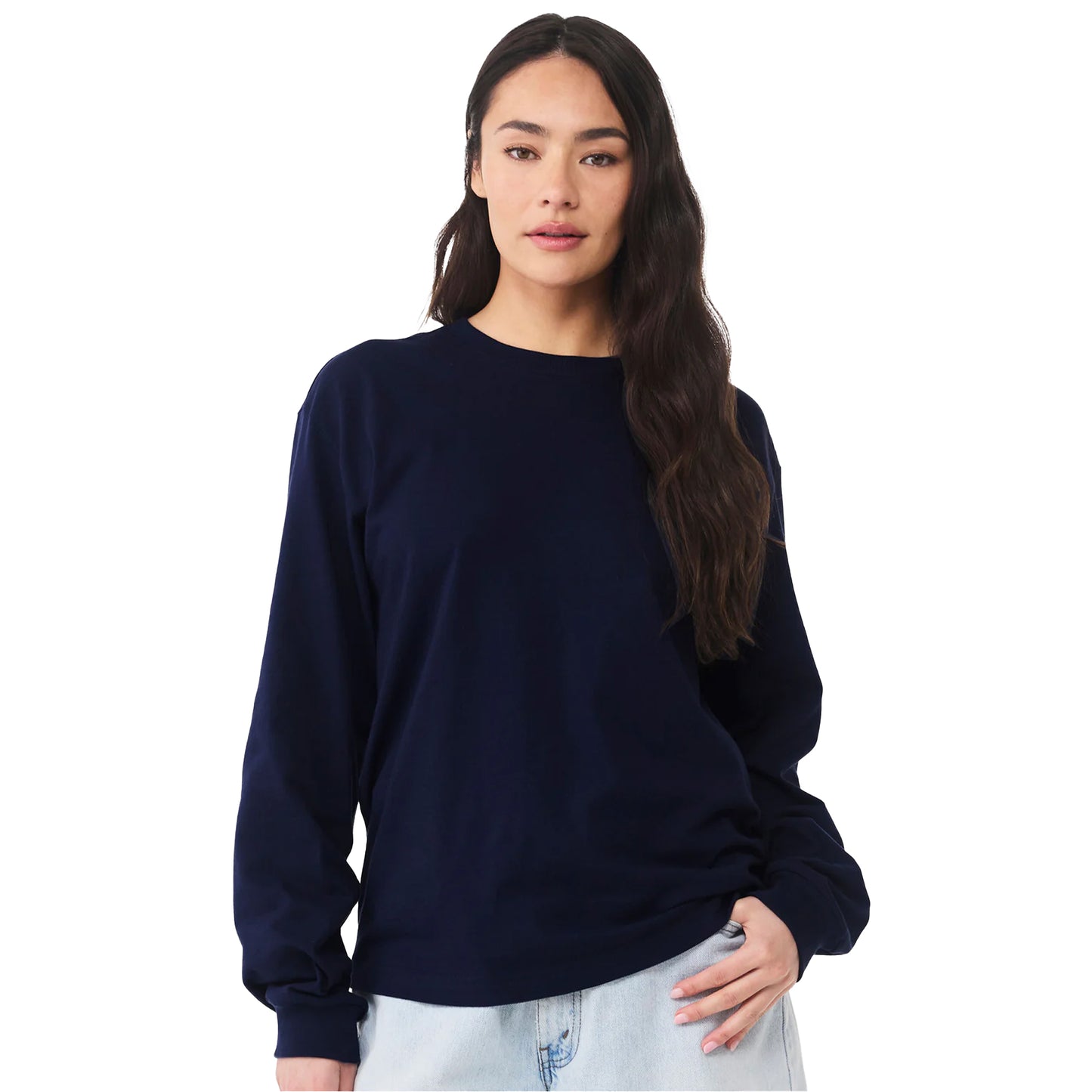 Navy - Back - Bella + Canvas Unisex Adult Heavyweight Boxy Long-Sleeved T-Shirt