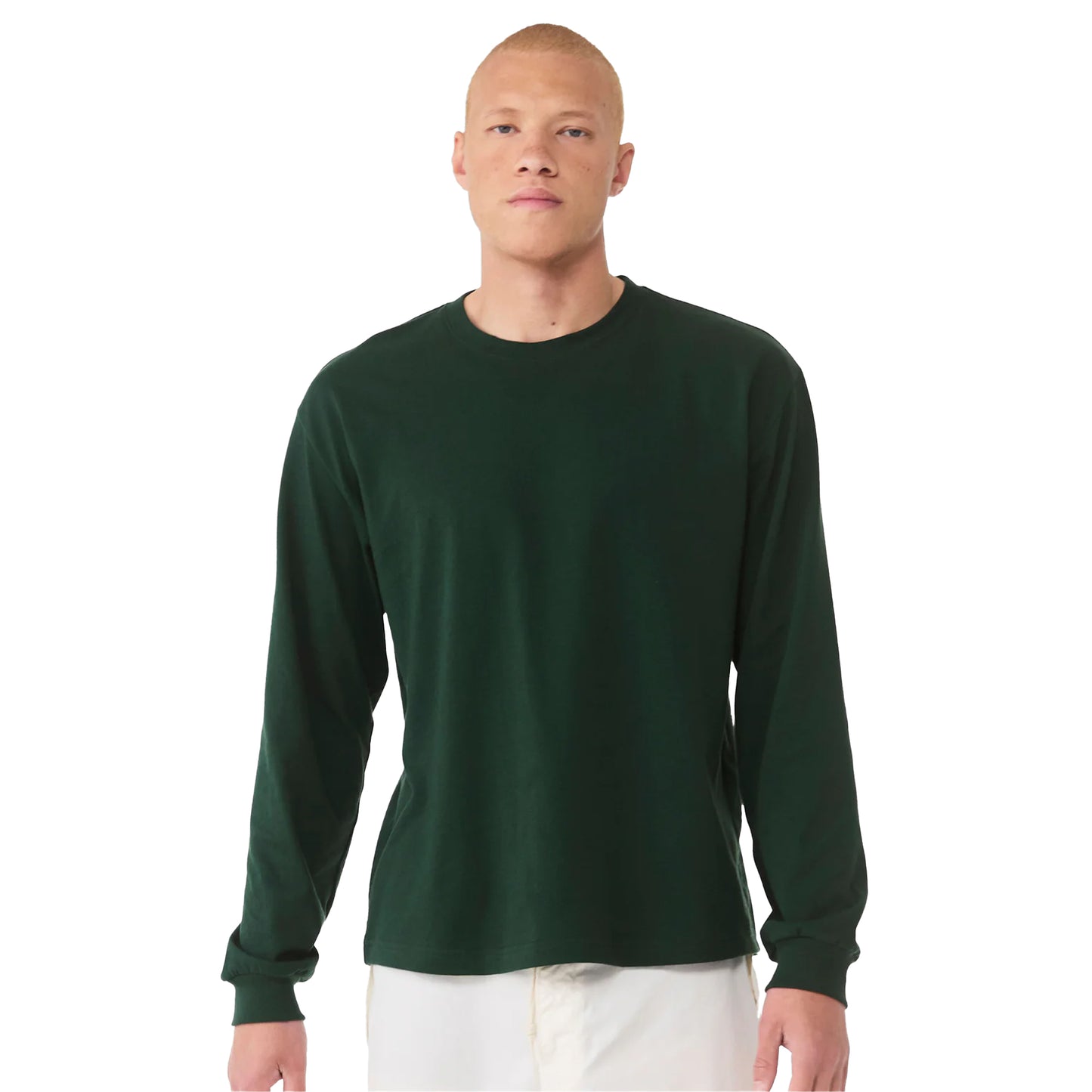 Forest Green - Back - Bella + Canvas Unisex Adult Heavyweight Boxy Long-Sleeved T-Shirt