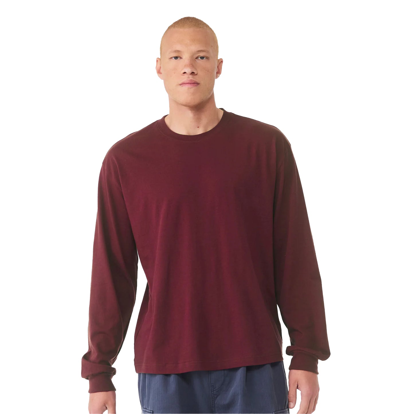 Maroon - Back - Bella + Canvas Unisex Adult Heavyweight Boxy Long-Sleeved T-Shirt