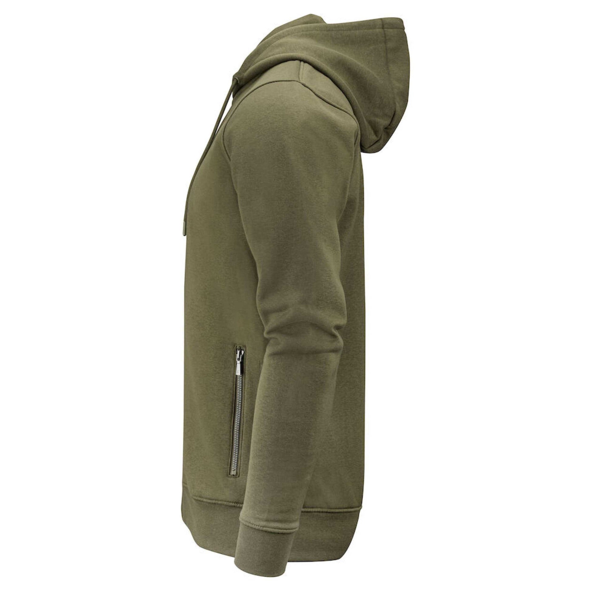 Moss Green - Side - James Harvest Mens Westwood Heights Full Zip Hoodie