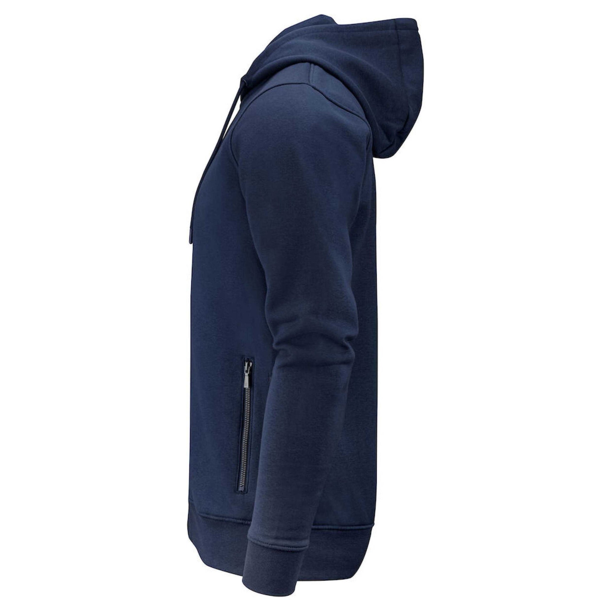 Navy - Side - James Harvest Mens Westwood Heights Full Zip Hoodie