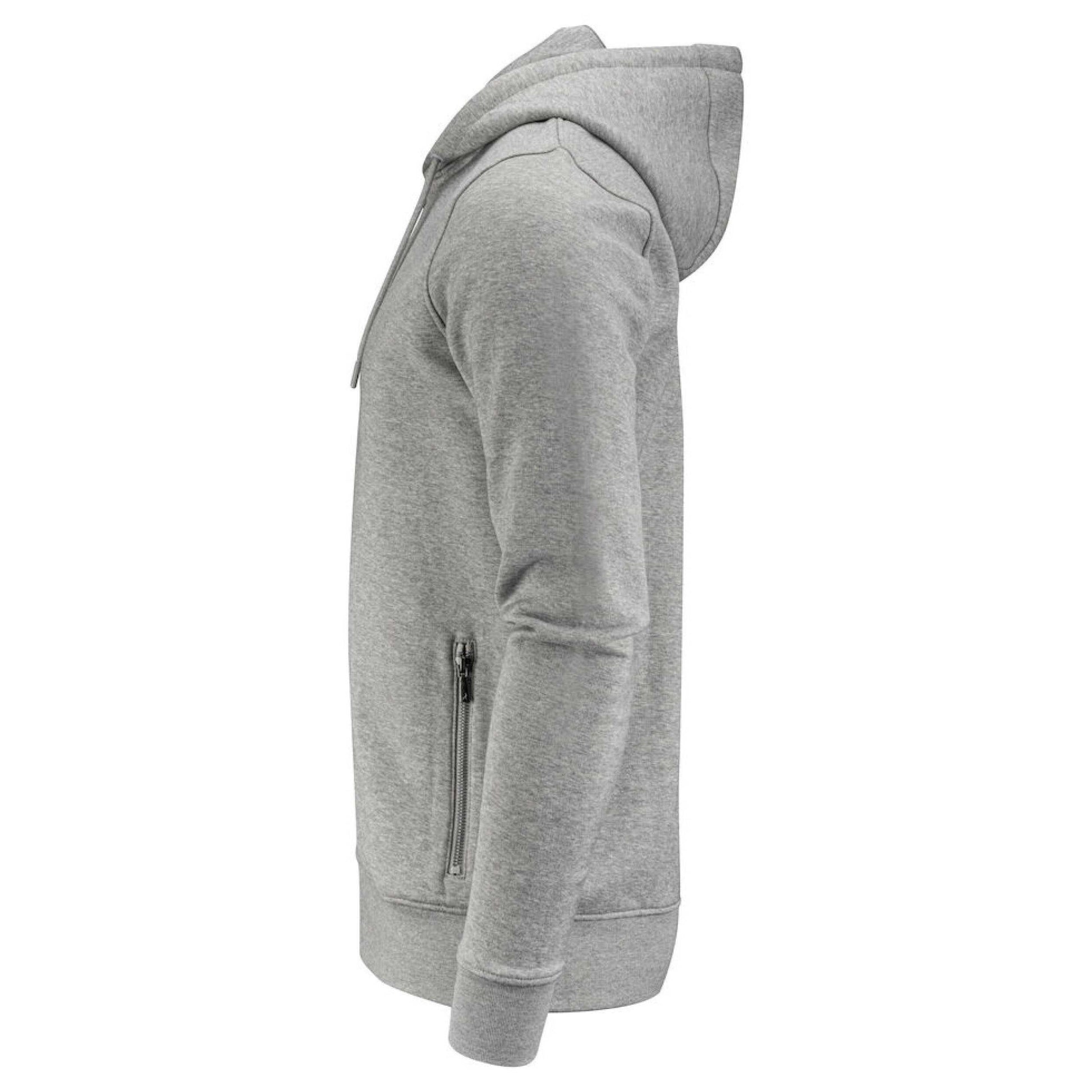 Grey Melange - Side - James Harvest Mens Westwood Heights Full Zip Hoodie