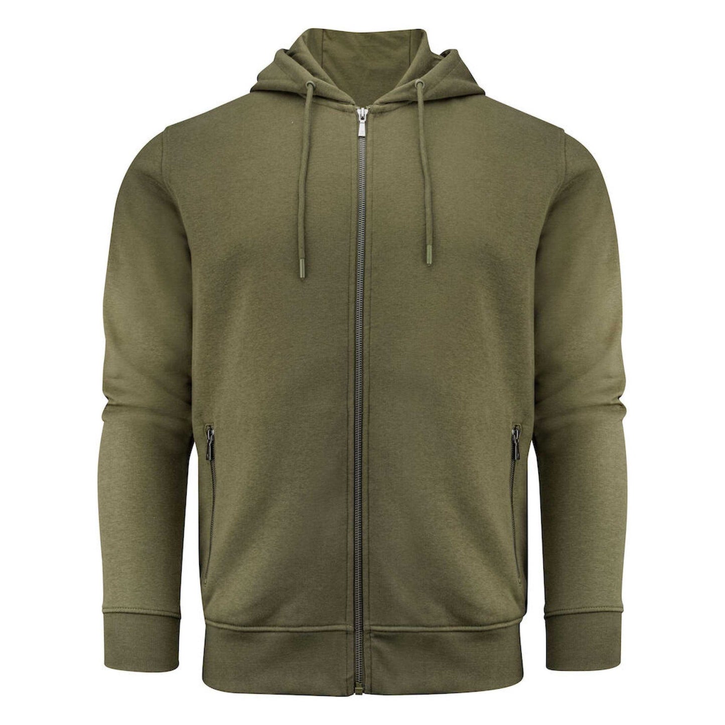 Moss Green - Front - James Harvest Mens Westwood Heights Full Zip Hoodie