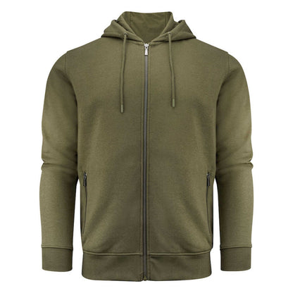 Moss Green - Front - James Harvest Mens Westwood Heights Full Zip Hoodie
