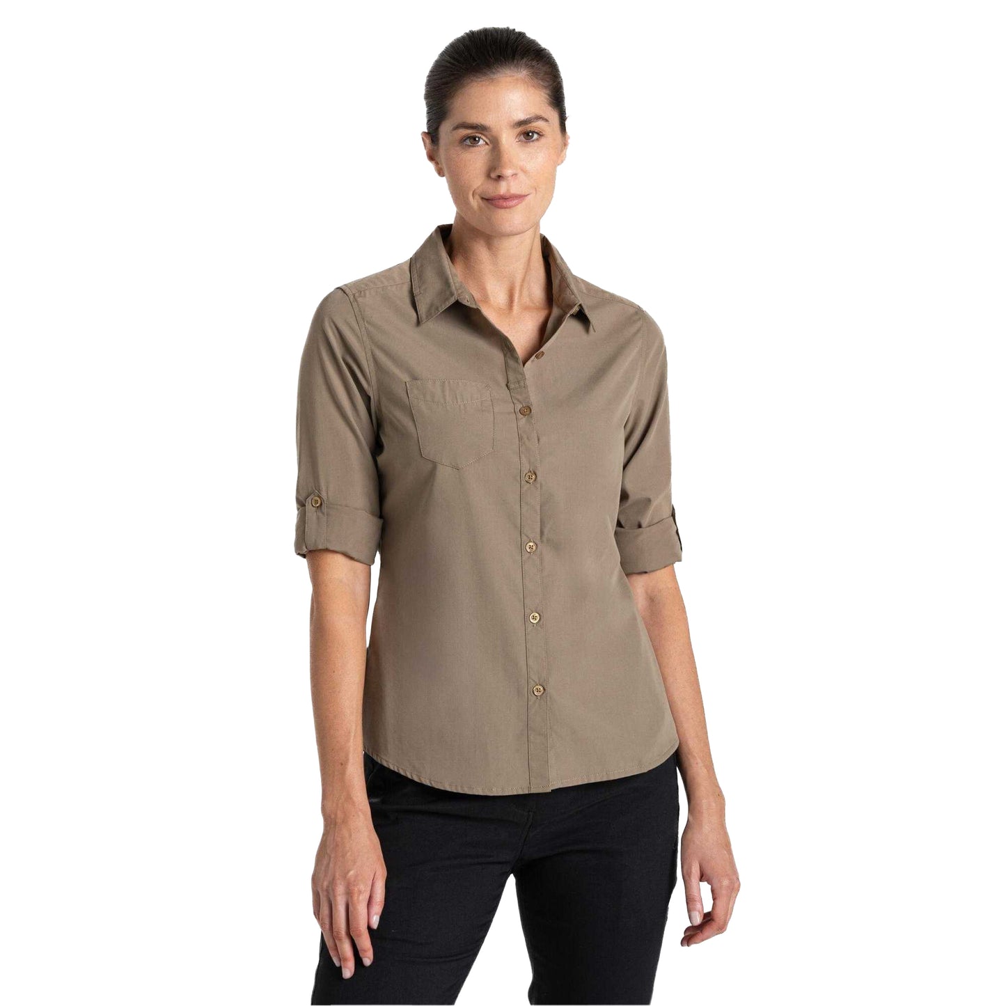 Pebble - Side - Craghoppers Womens-Ladies Kiwi Long-Sleeved Shirt