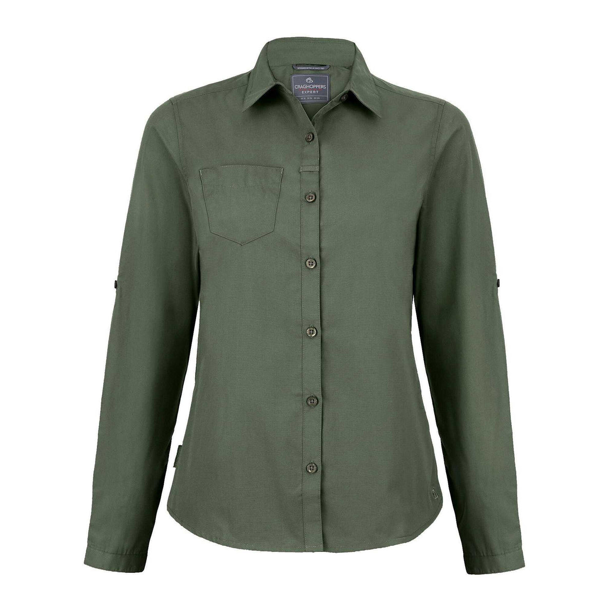 Dark Cedar Green - Front - Craghoppers Womens-Ladies Kiwi Long-Sleeved Shirt
