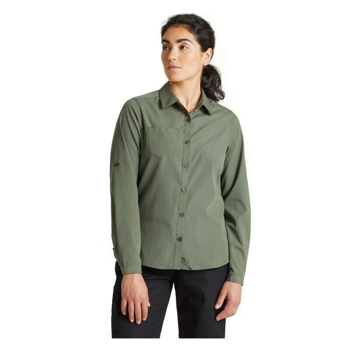 Dark Cedar Green - Lifestyle - Craghoppers Womens-Ladies Kiwi Long-Sleeved Shirt