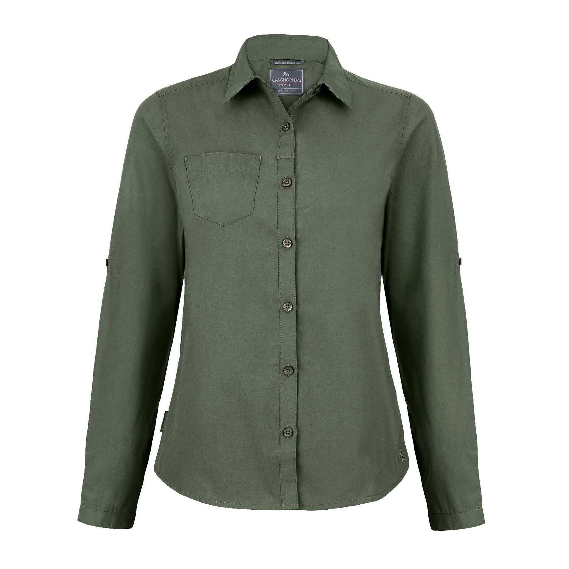 Dark Cedar Green - Front - Craghoppers Womens-Ladies Kiwi Long-Sleeved Shirt