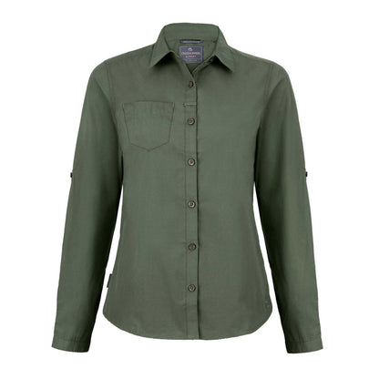 Dark Cedar Green - Front - Craghoppers Womens-Ladies Kiwi Long-Sleeved Shirt