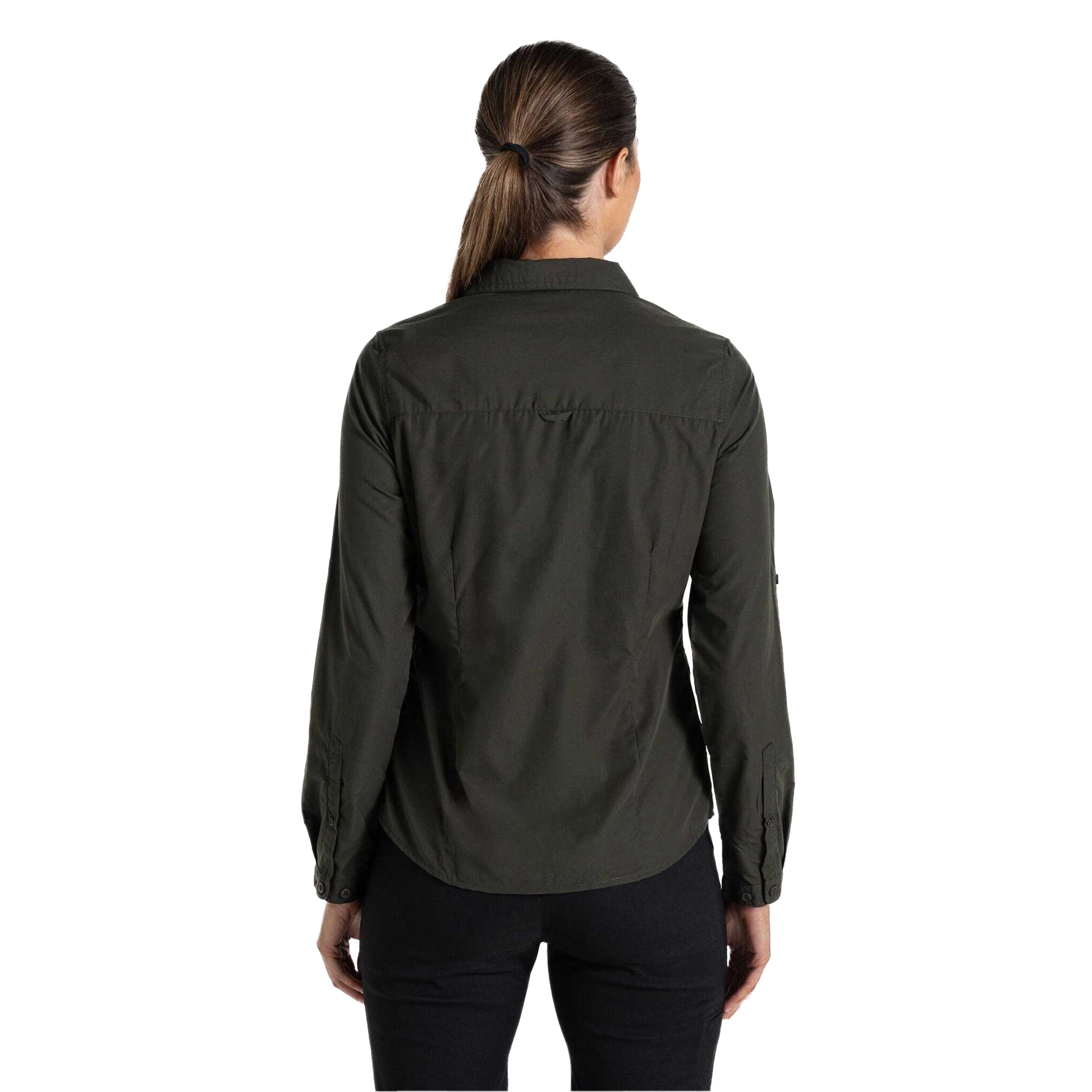 Dark Cedar Green - Back - Craghoppers Womens-Ladies Kiwi Long-Sleeved Shirt