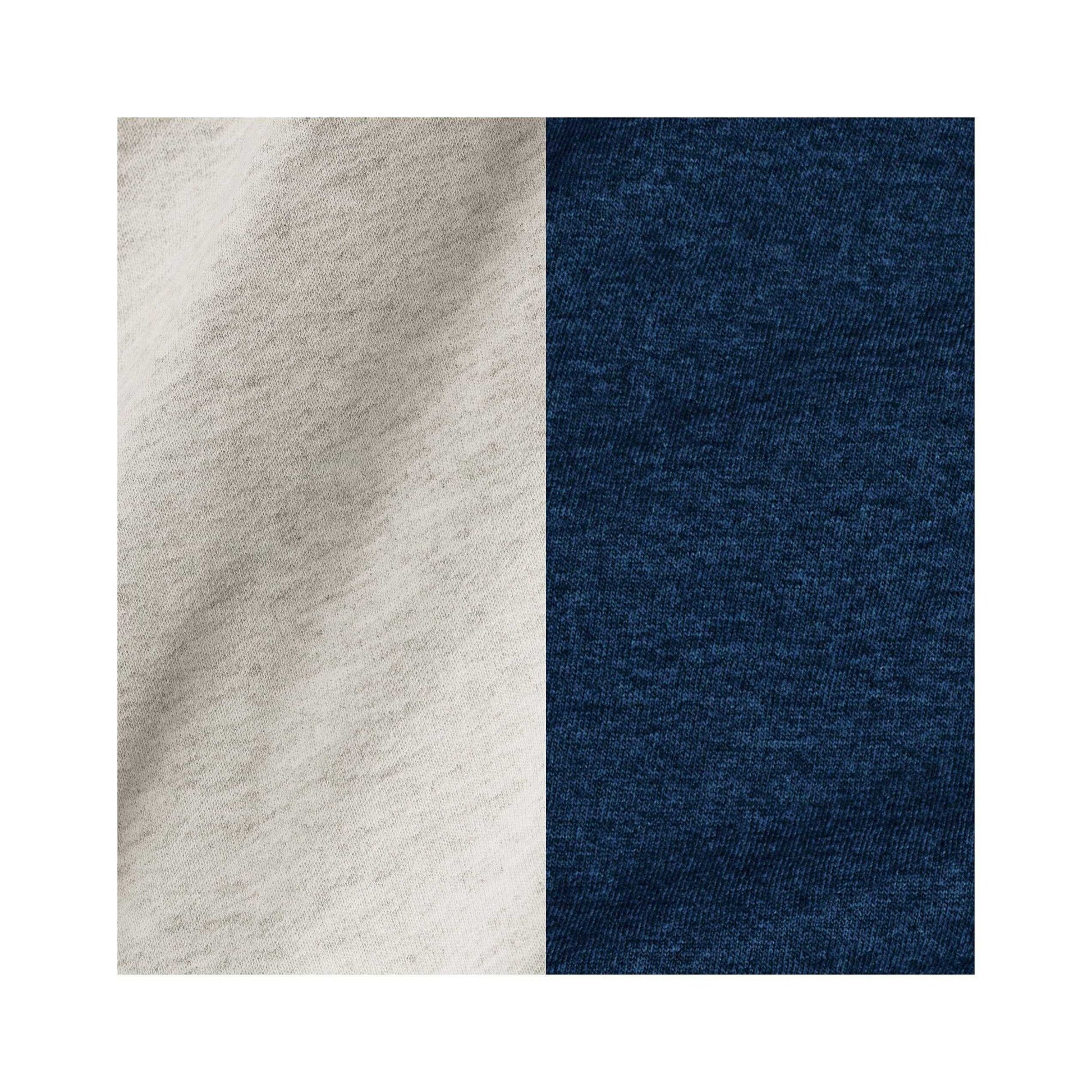 Heather Oatmeal-Indigo Heather - Back - Jerzees Unisex Adult Varsity Colour Block Nublend Hoodie
