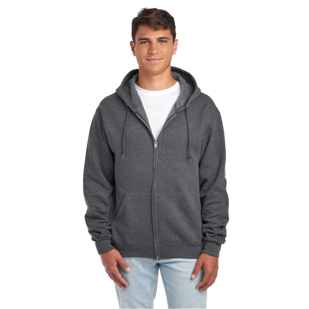 Black Heather - Front - Jerzees Unisex Adult Nublend Full Zip Hoodie