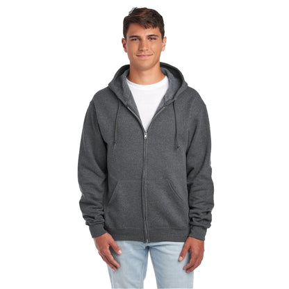 Black Heather - Front - Jerzees Unisex Adult Nublend Full Zip Hoodie
