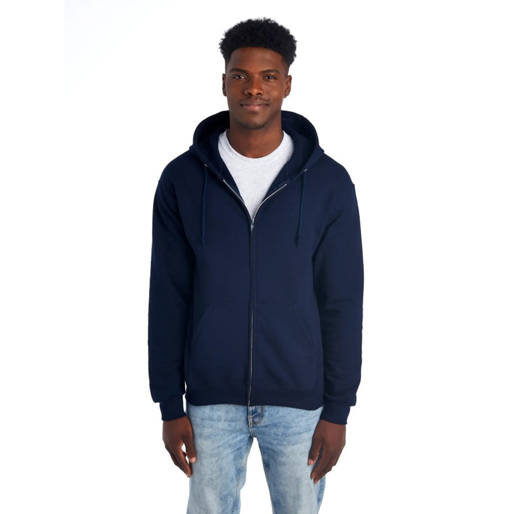 Navy Blue - Front - Jerzees Unisex Adult Nublend Full Zip Hoodie