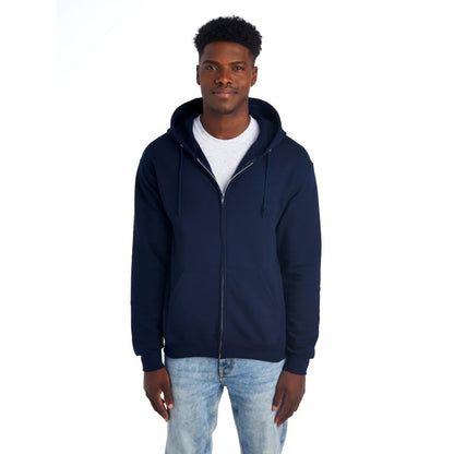 Navy Blue - Front - Jerzees Unisex Adult Nublend Full Zip Hoodie
