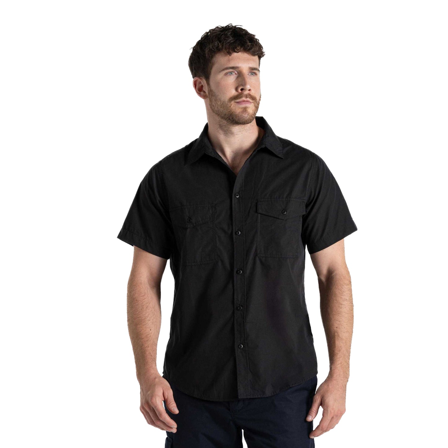 Black - Side - Craghoppers Expert Mens Kiwi Short-Sleeved Shirt