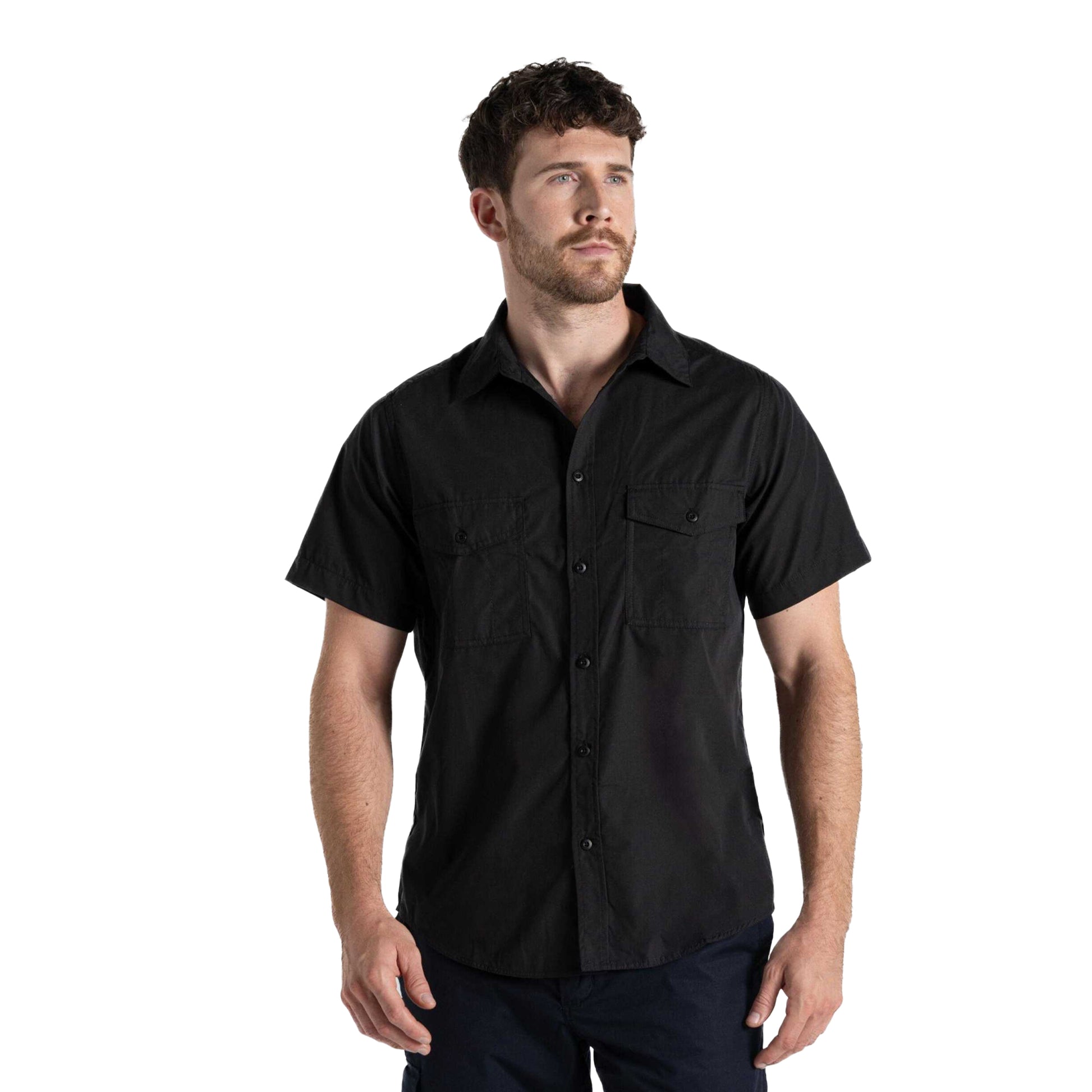 Black - Side - Craghoppers Expert Mens Kiwi Short-Sleeved Shirt