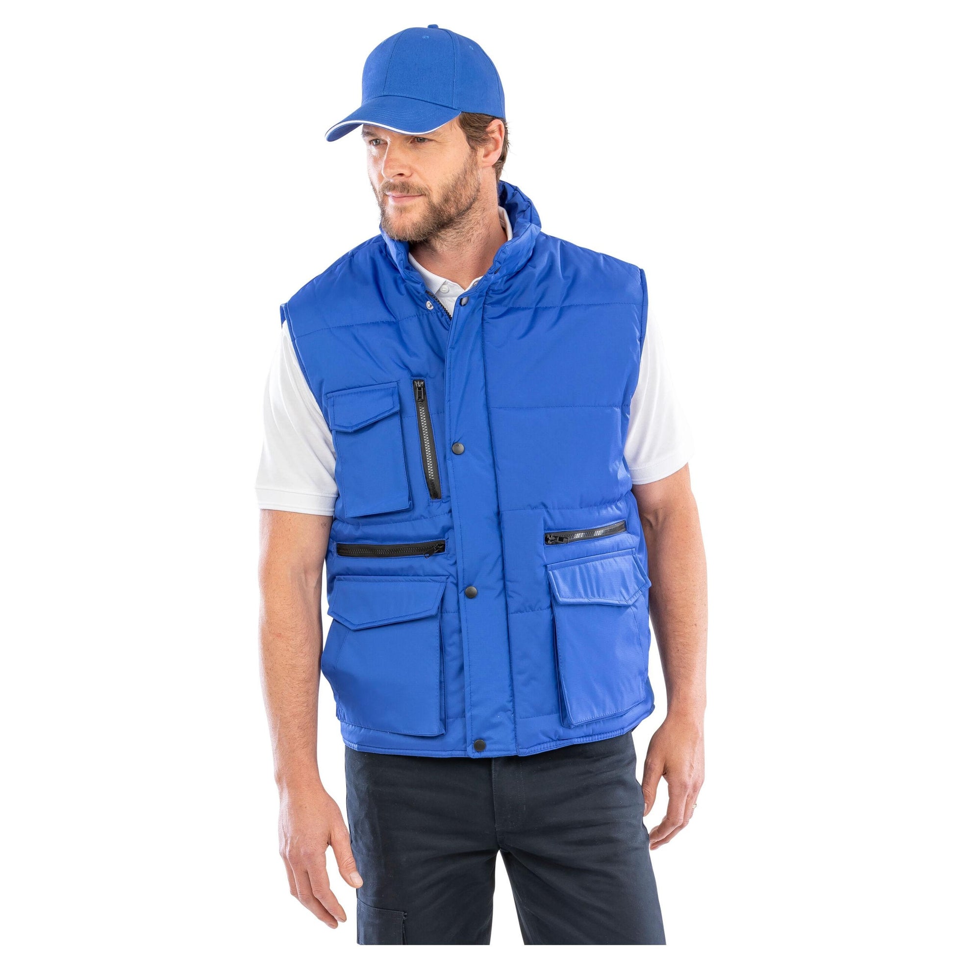 Navy - Front - WORK-GUARD by Result Mens Lance Ripstop Body Warmer