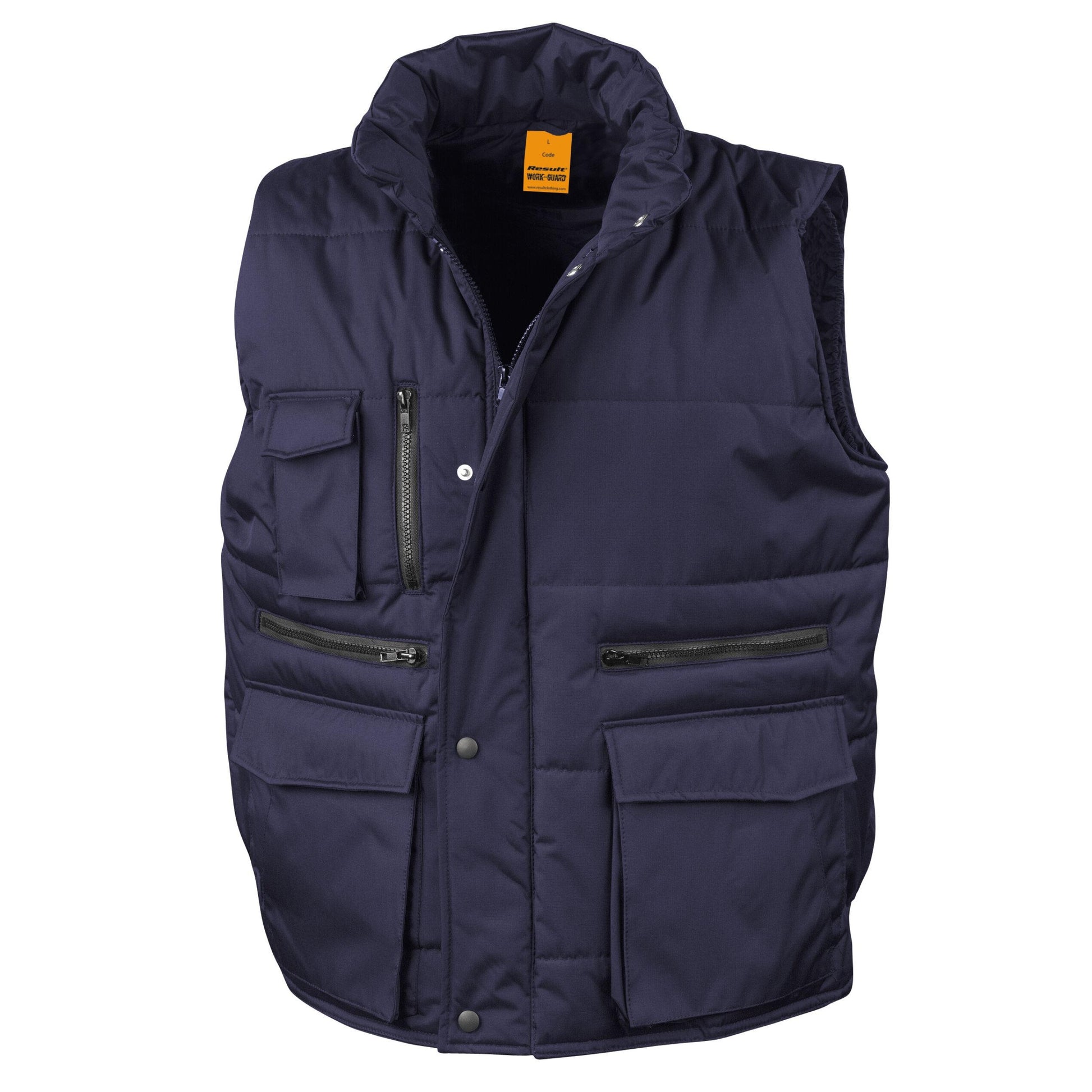 Navy - Back - WORK-GUARD by Result Mens Lance Ripstop Body Warmer