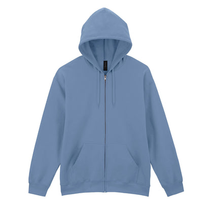 Stone Blue - Front - Gildan Unisex Adult Softstyle Fleece Midweight Full Zip Hoodie