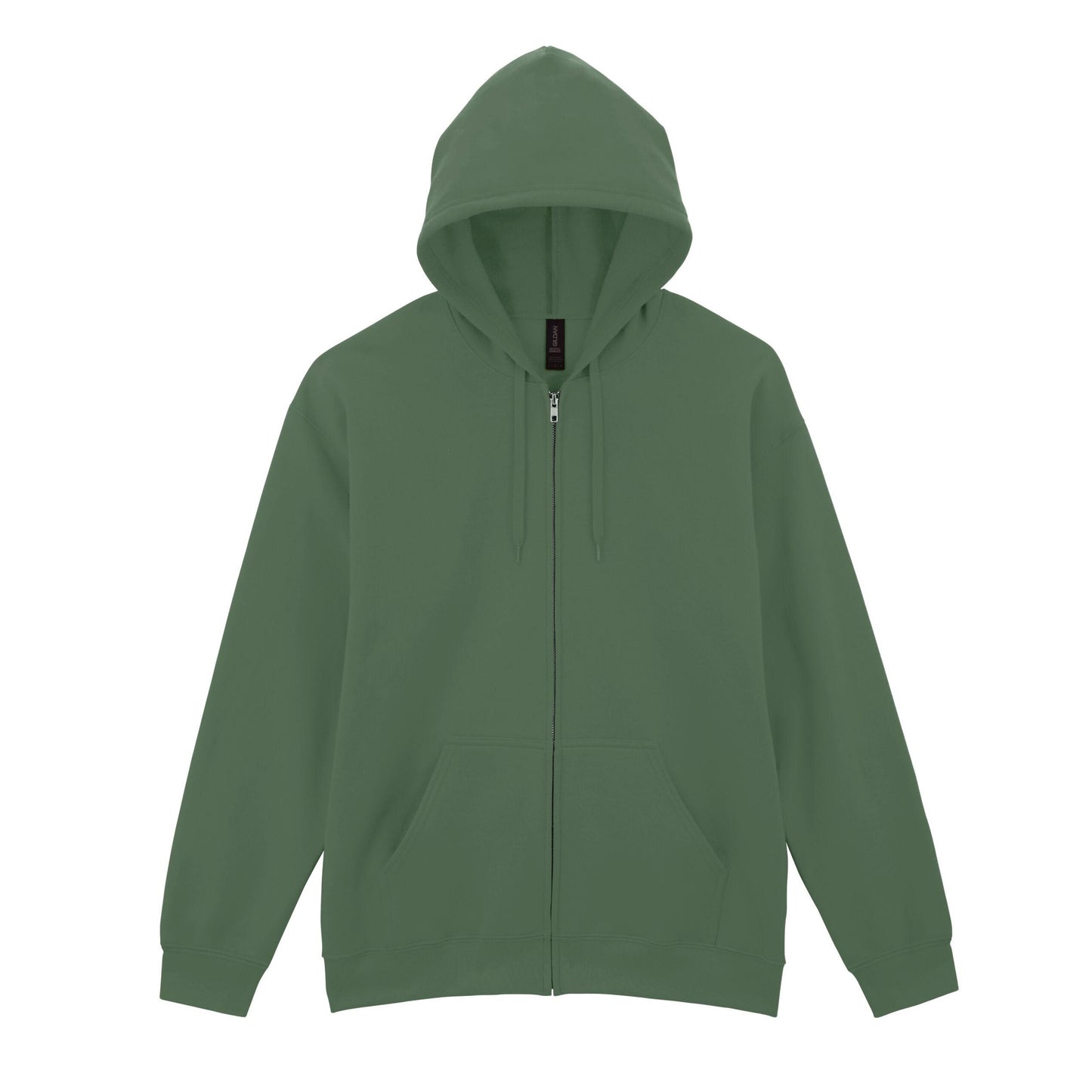 Military Green - Front - Gildan Unisex Adult Softstyle Fleece Midweight Full Zip Hoodie
