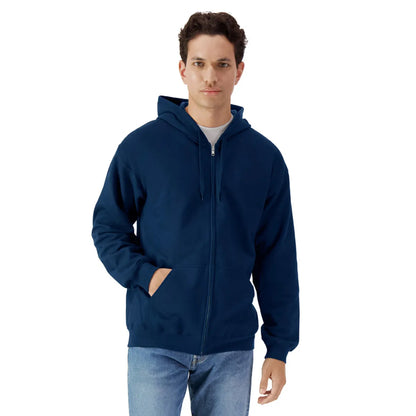 Navy Blue - Side - Gildan Unisex Adult Softstyle Fleece Midweight Full Zip Hoodie