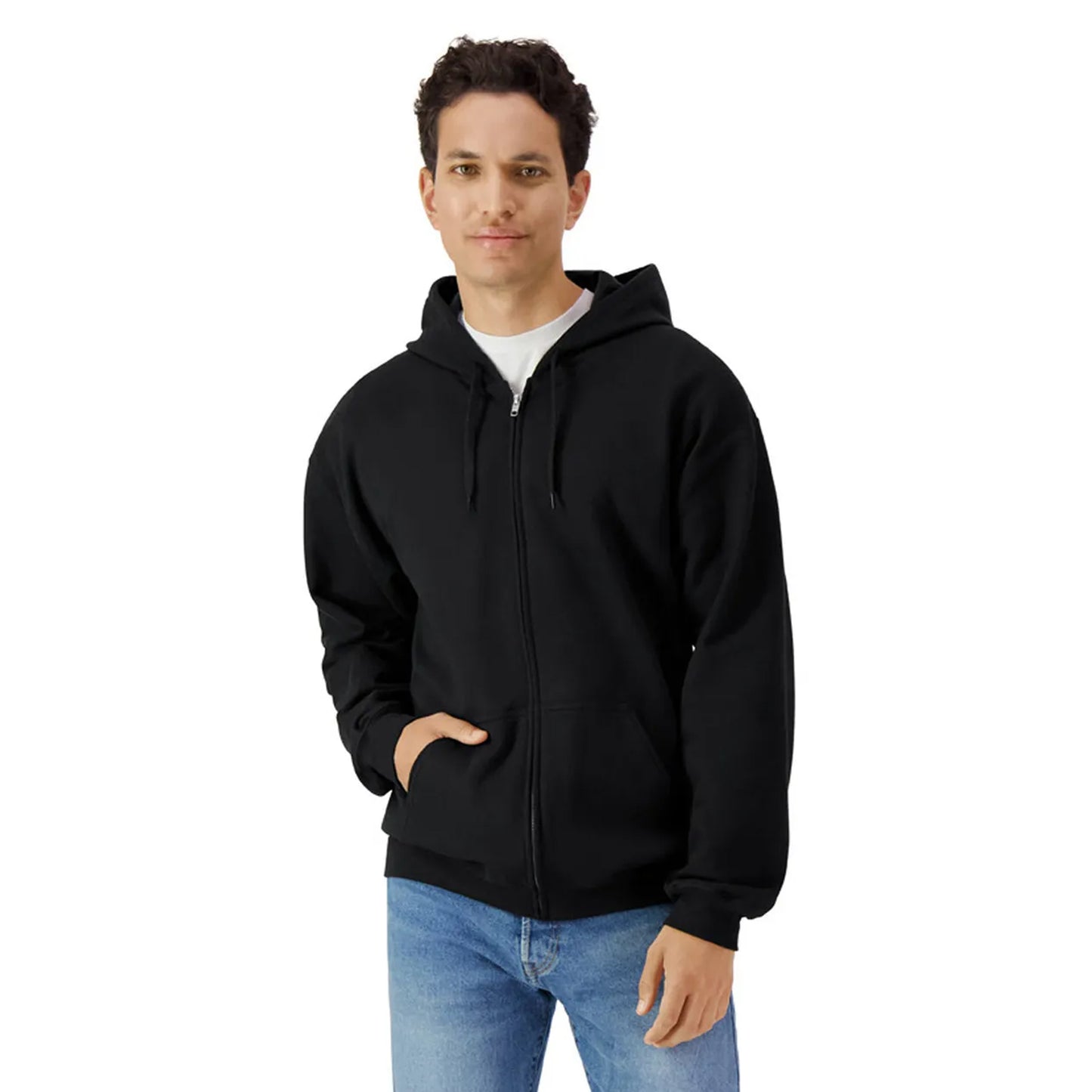 Black - Side - Gildan Unisex Adult Softstyle Fleece Midweight Full Zip Hoodie